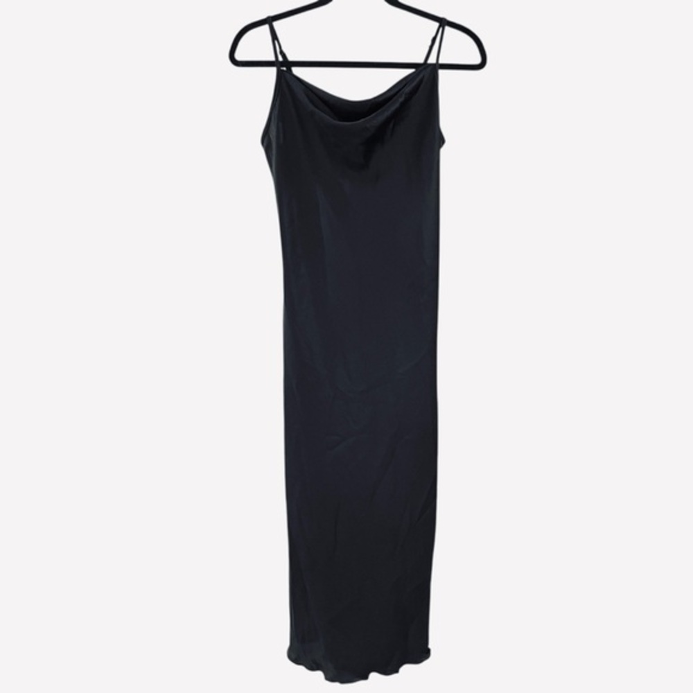 BEBE Chic Strappy Black Satin Slip Dress Size Small